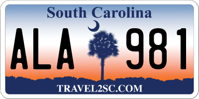 SC license plate ALA981