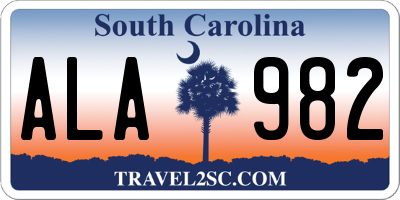 SC license plate ALA982
