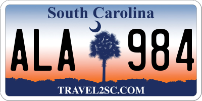 SC license plate ALA984