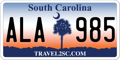 SC license plate ALA985