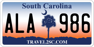 SC license plate ALA986