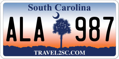SC license plate ALA987