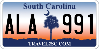 SC license plate ALA991