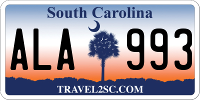 SC license plate ALA993