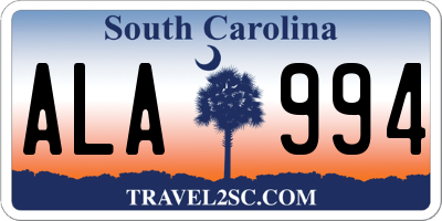 SC license plate ALA994