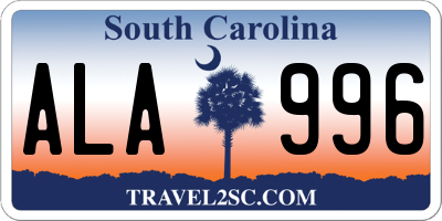 SC license plate ALA996