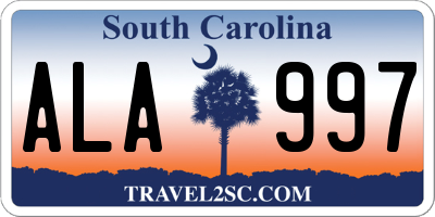 SC license plate ALA997