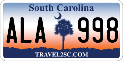 SC license plate ALA998