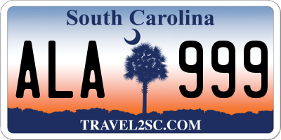 SC license plate ALA999