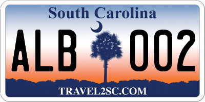 SC license plate ALB002