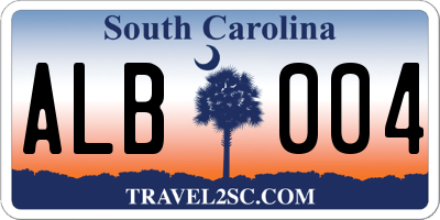 SC license plate ALB004