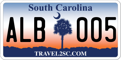 SC license plate ALB005