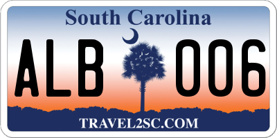 SC license plate ALB006
