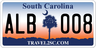 SC license plate ALB008