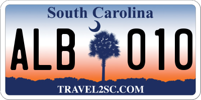 SC license plate ALB010