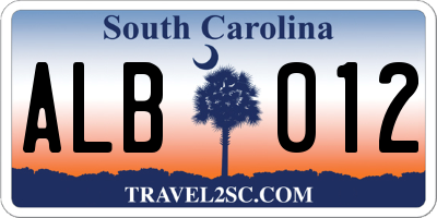 SC license plate ALB012