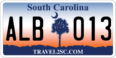 SC license plate ALB013