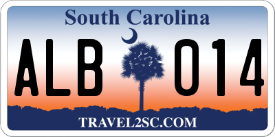 SC license plate ALB014