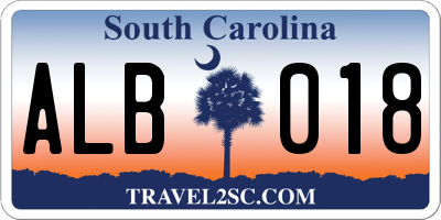 SC license plate ALB018