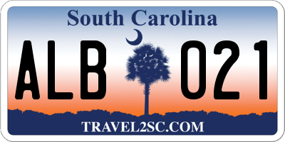 SC license plate ALB021