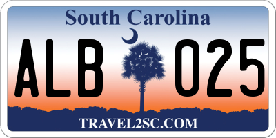 SC license plate ALB025
