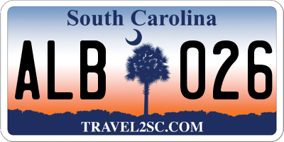 SC license plate ALB026