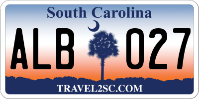 SC license plate ALB027
