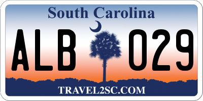 SC license plate ALB029