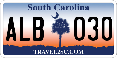 SC license plate ALB030