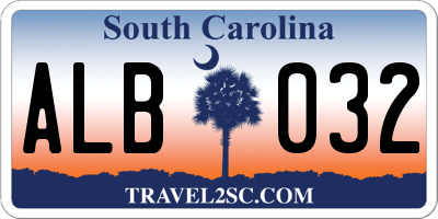 SC license plate ALB032