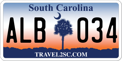 SC license plate ALB034
