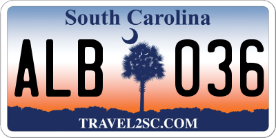 SC license plate ALB036