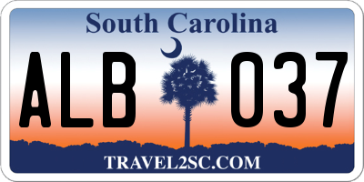 SC license plate ALB037