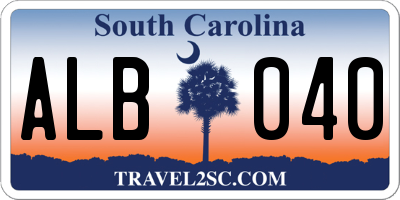 SC license plate ALB040