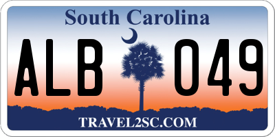SC license plate ALB049