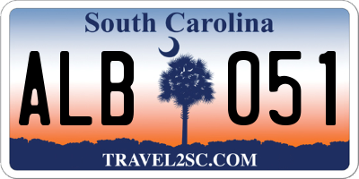 SC license plate ALB051