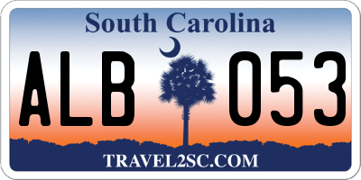 SC license plate ALB053