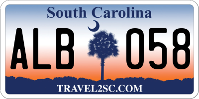 SC license plate ALB058