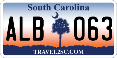 SC license plate ALB063