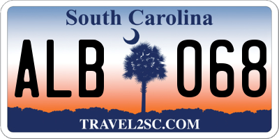 SC license plate ALB068