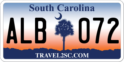 SC license plate ALB072
