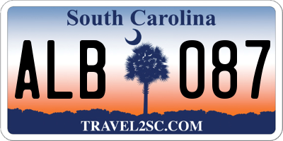 SC license plate ALB087
