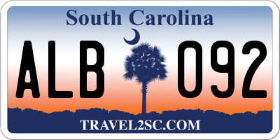 SC license plate ALB092