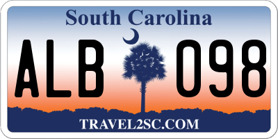 SC license plate ALB098