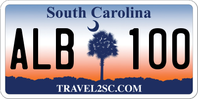 SC license plate ALB100