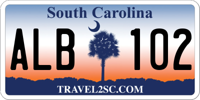 SC license plate ALB102