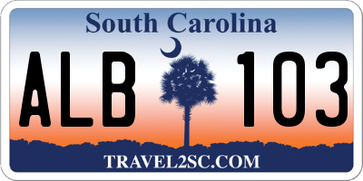 SC license plate ALB103