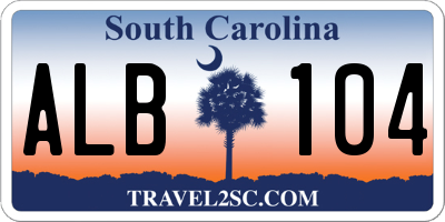 SC license plate ALB104