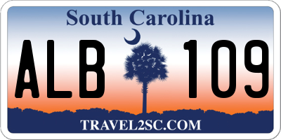 SC license plate ALB109