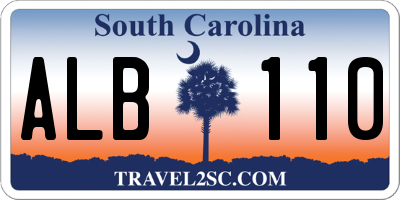 SC license plate ALB110